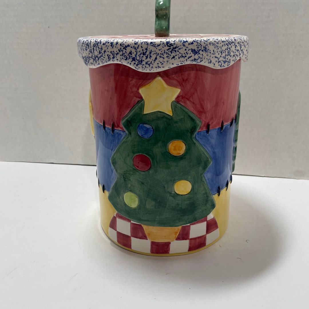 Vintage Christmas Lotus Cookie Jar 1999 Wreath Stocking Christmas Tree