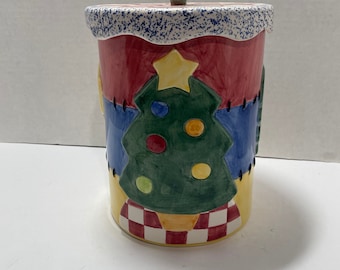 vintage Christmas Lotus cookie jar 1999 wreath stocking Christmas tree