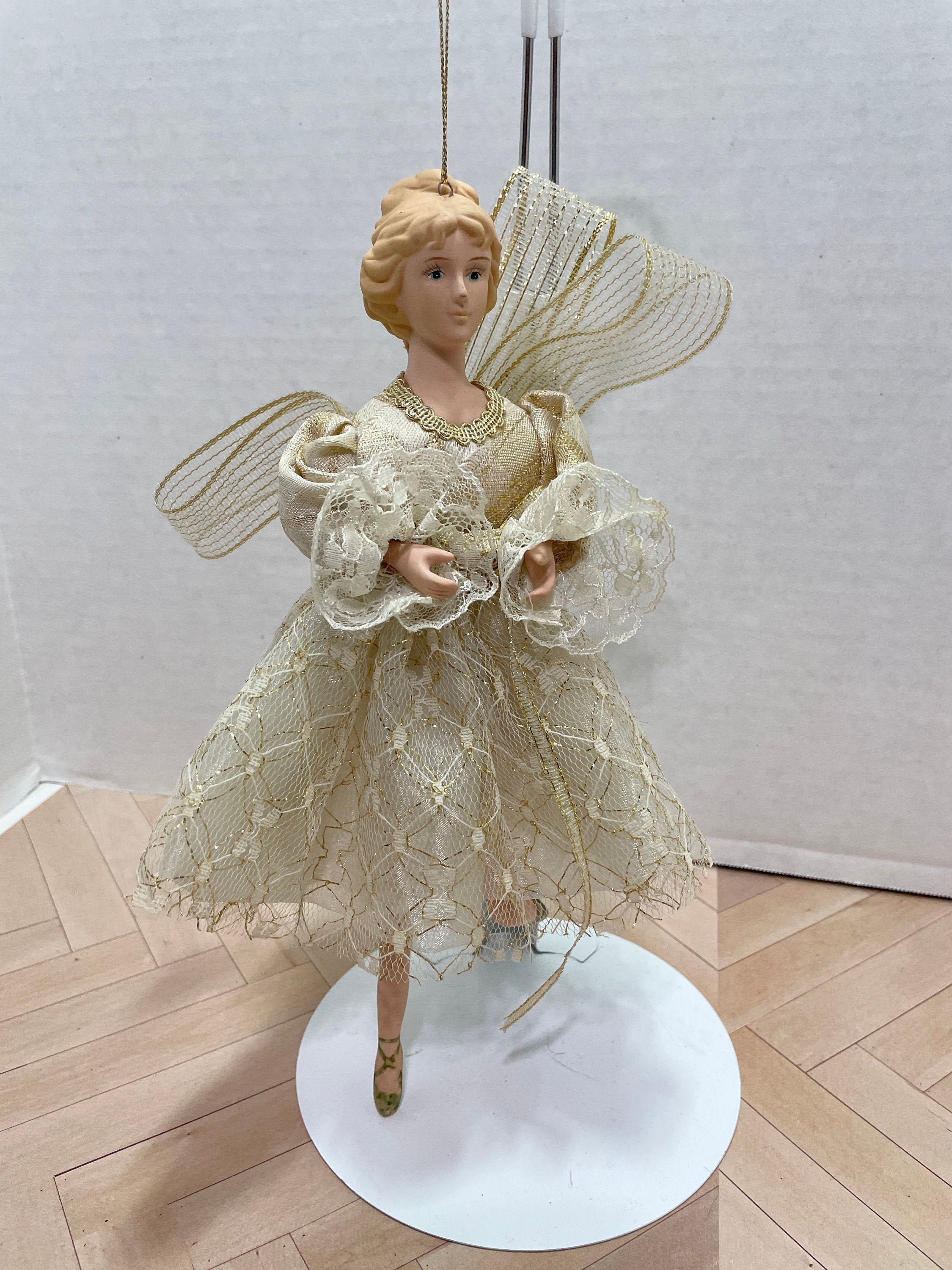 Porcelain ballerina doll/ornament white and gold Etsy
