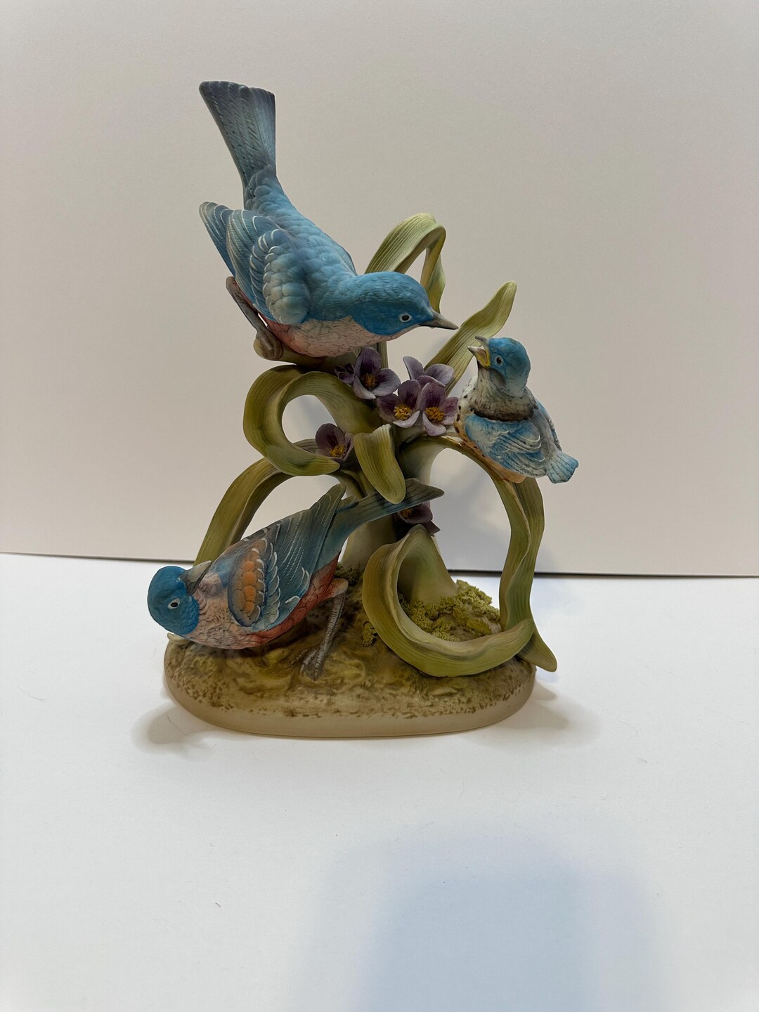 Andrea by Sadek Bluebird Family Figurine With 3 Birds - Etsy