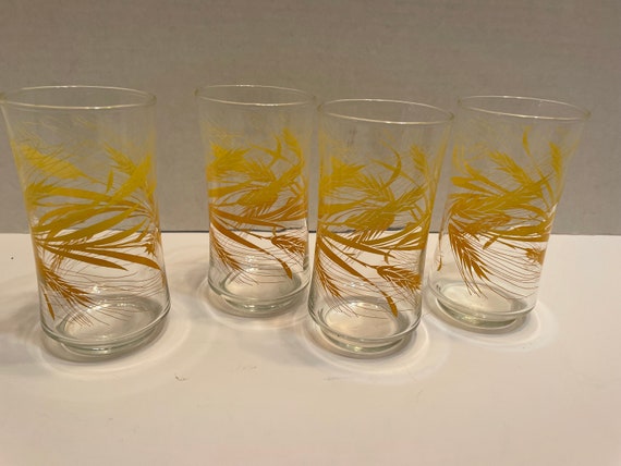 Drinking Glasses Midcentury Set of 4 Golden Wheat 12 Oz. 