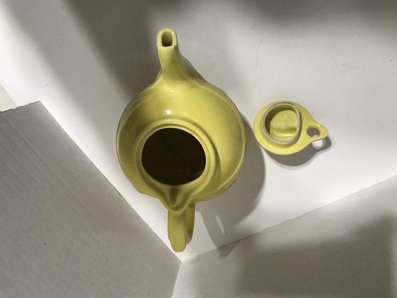 Hall tea pot canary yellow parade pattern