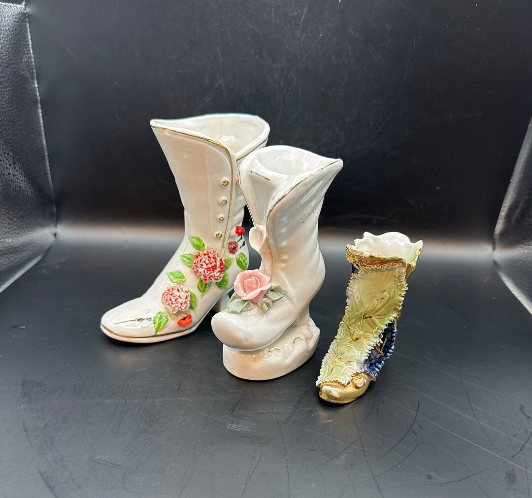 Choice Vintage Porcelain Boots and Shoes Toothpick, Dresser, Decor ...