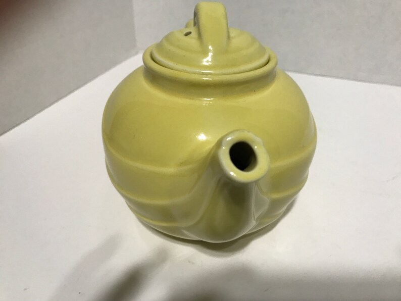 Hall tea pot canary yellow parade pattern