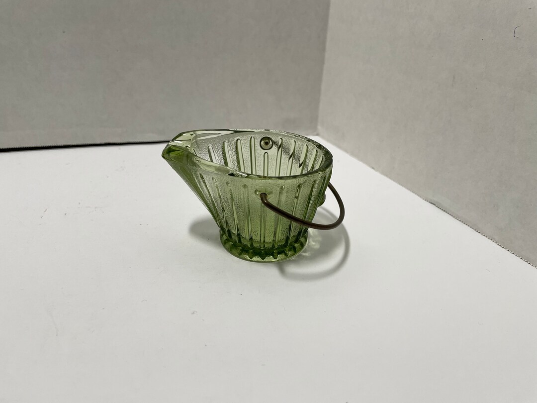 Ashtray Green Glass Coal Bucket With Handle Ashtray Etsy