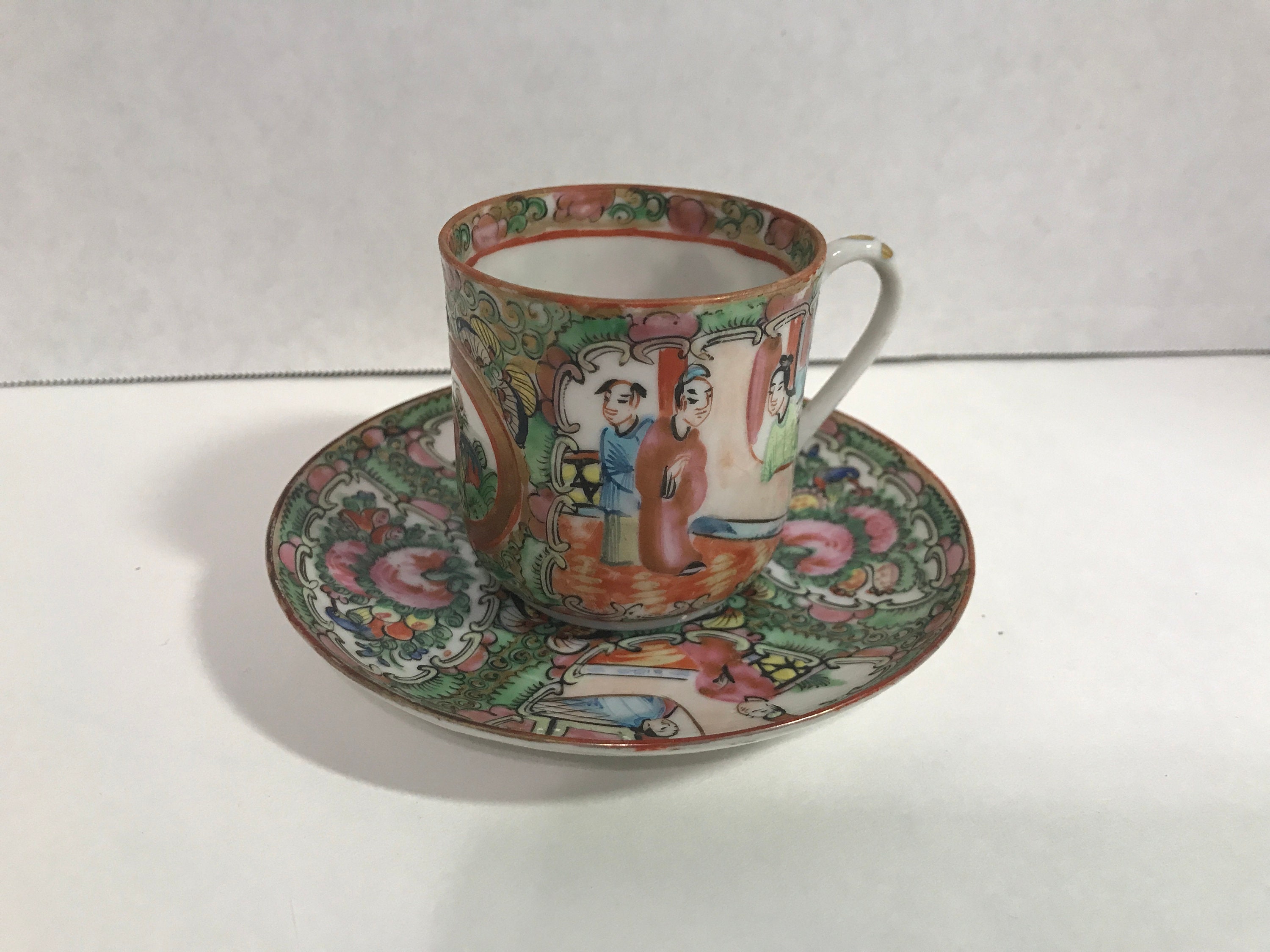 Chinese Teacup Saucer Demitasse Brilliant Colors - Etsy