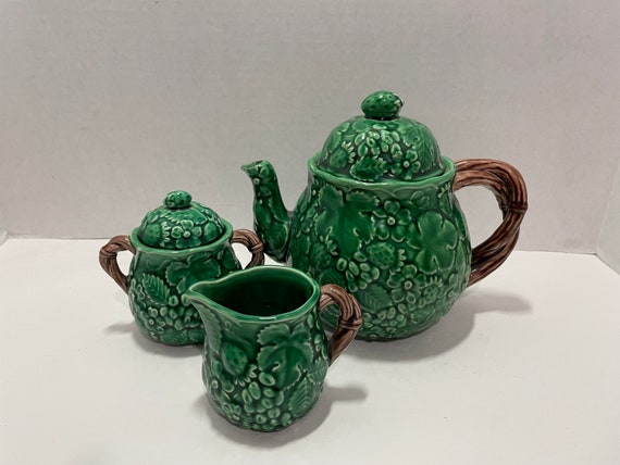 Dining  Small Green Creamer Pitcher And Lid Mini Teapot Kitchen