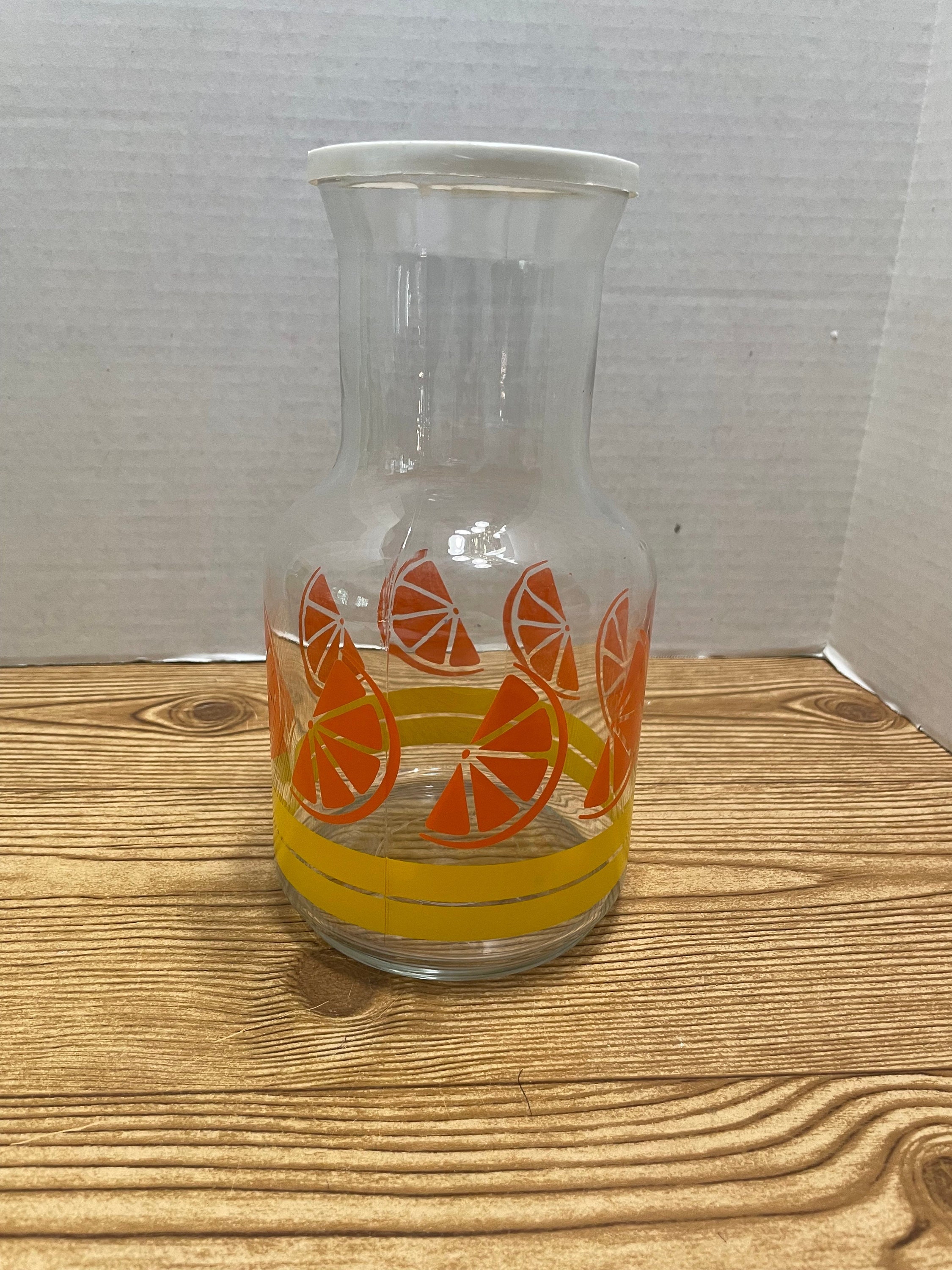 ORANGE Juice Jug Vintage Carafe Clear Glass Bottle Vase Citrus Illustration  Art Retro Anchor Hocking Kitchen Farmhouse Home Decor 80s 