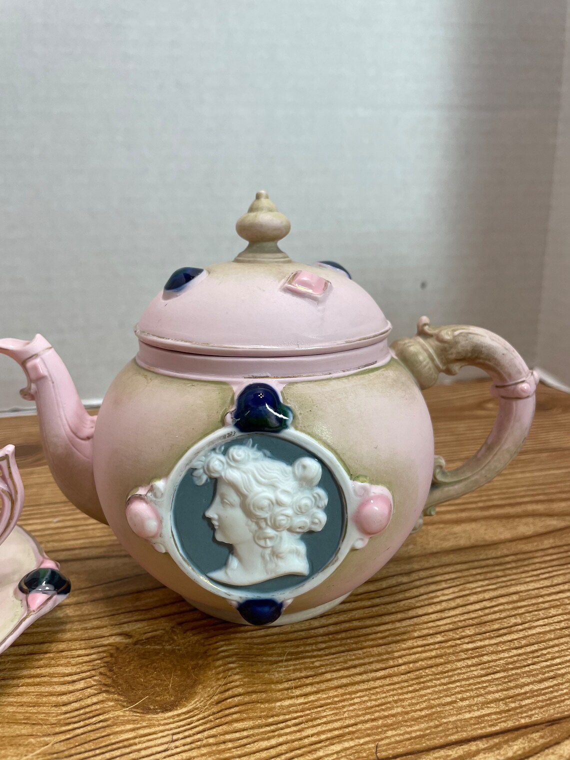 Pink Bisque Jasperware Schafer and Vater Teapot Teacup and Etsy