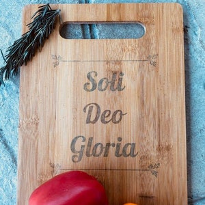 Unique Personalized Soli Deo Gloria Bamboo Cutting Board