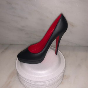 Large Black High Heel Shoe Cake Topper Keepsake Collectible Decoration