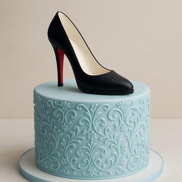 Black High Heel Shoe Cake Topper Cake Decorations (Black outside with Red Bottom)
