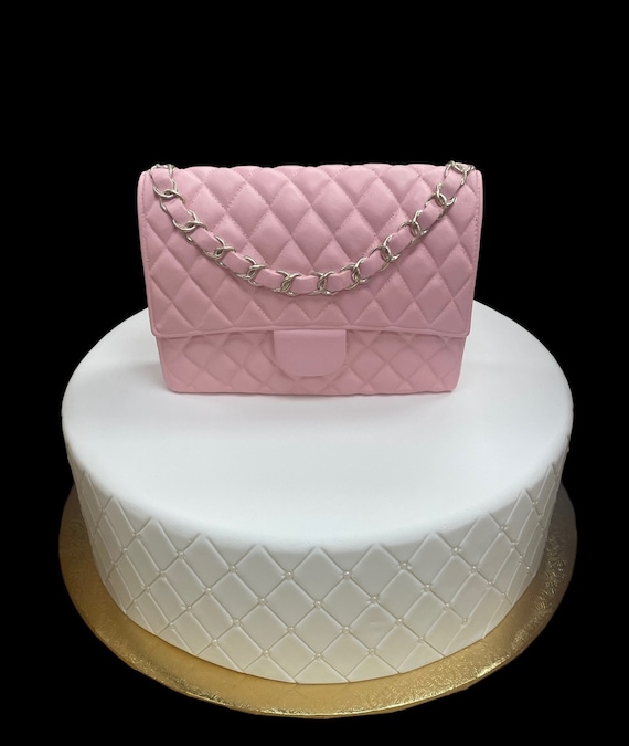 Light Pink Handbag Cake Topper With GOLD Chain 
