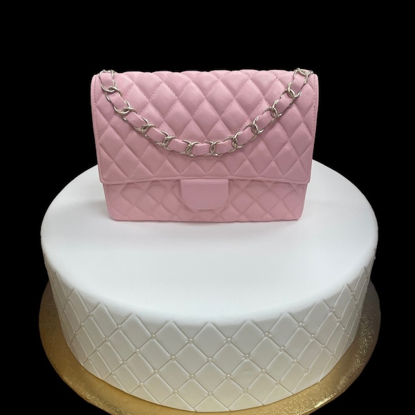 Light Pink Handbag Cake Topper with GOLD Chain