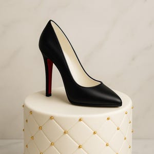 Large Black High Heel Shoe Cake Topper Keepsake Collectible Decoration