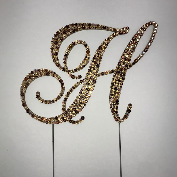 Wedding Cake Topper Monogram Letter H made with Swarovski Crystals