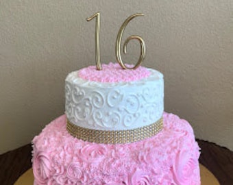 SWEET 16 GOLD Cake Topper 16th Birthday Cake Topper