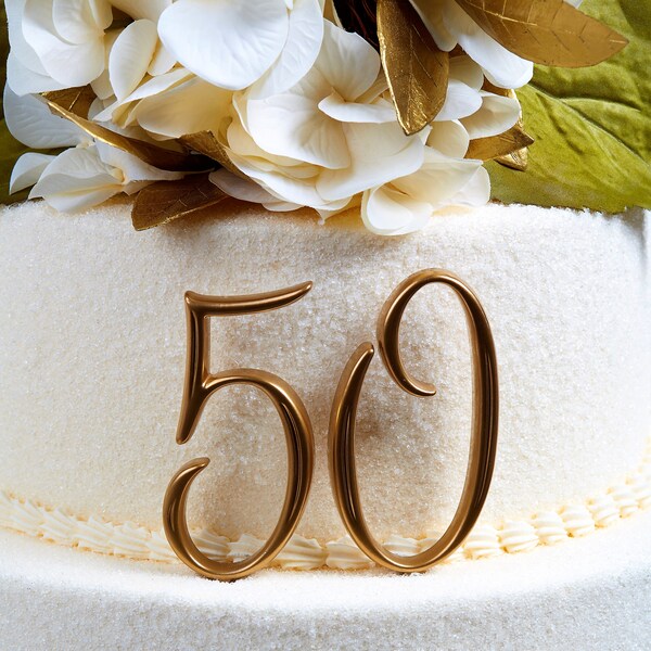 50th Birthday or Anniversary cake topper in GOLD