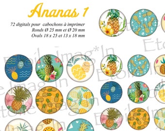 Planche 72 digitales * Ananas 1 * à imprimer pour cabochons