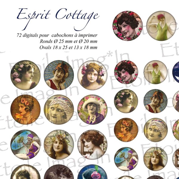 Plate 72 digitals * Cottage spirit * to print for cabochons