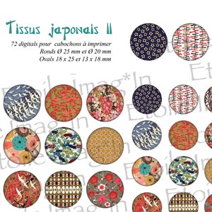 Planche 72 digitales Tissus japonais II à imprimer pour cabochons image 1