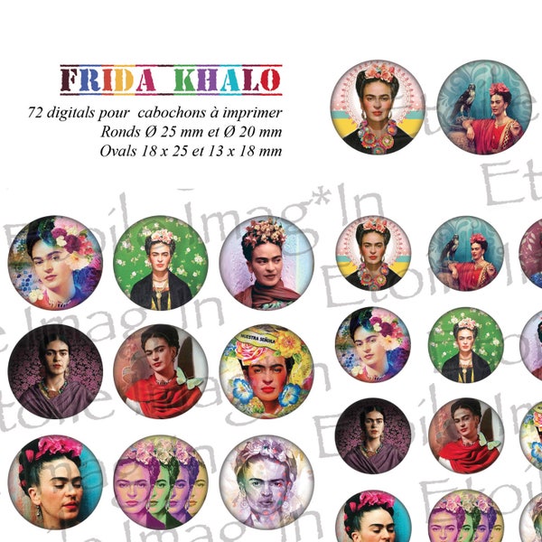 Plate 72 digitals * Frida Kahlo * to print for cabochons