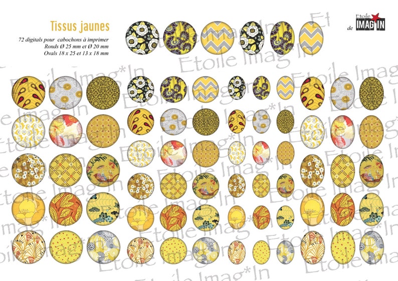 to print for cabochons Plank 72 digital Yellow fabrics