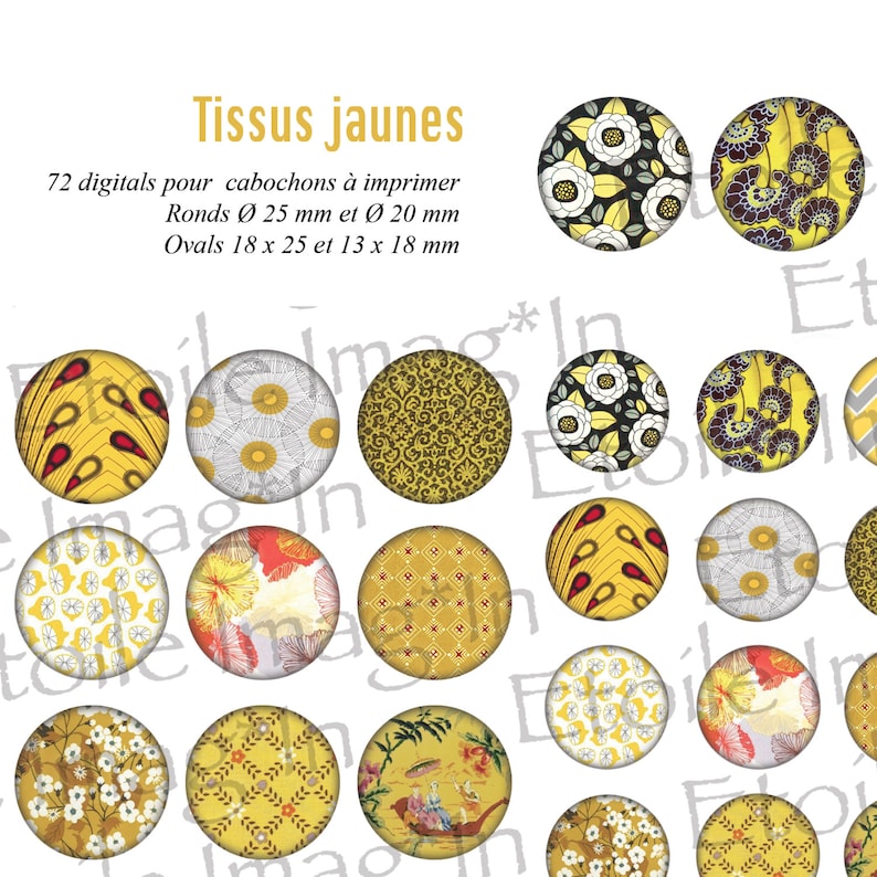 to print for cabochons Plank 72 digital Yellow fabrics