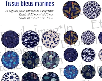 Plank 72 digital - Marine Blue Fabrics - to print for cabochons