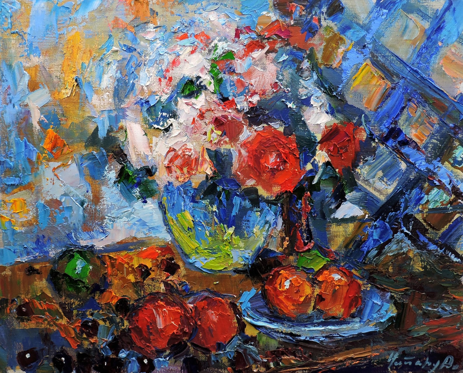 FLOWERS STILL LIFE Impressionist Original oil painting on | Etsy