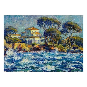 Impressionist Seascape Oil Painting: French Riviera Art by A. Chebotaru