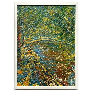 Framed original oil painting on canvas by Europe artist A.Chebotaru, Spring, Bridge over the canal, Morning Amsterdam, Netherlands Wall art