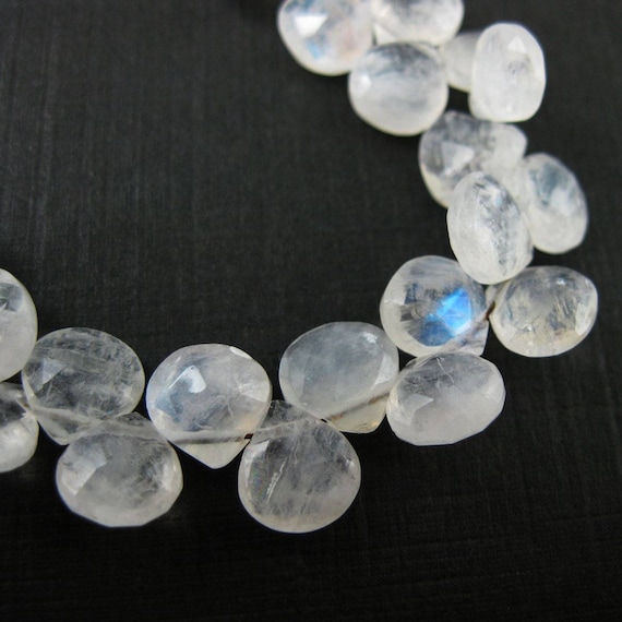 AAA+ rainbow moonstone faceted heart shape briolettes loose gemstone beads 8mm-9mm size rainbow moonstone necklace jewelry 32 pecs