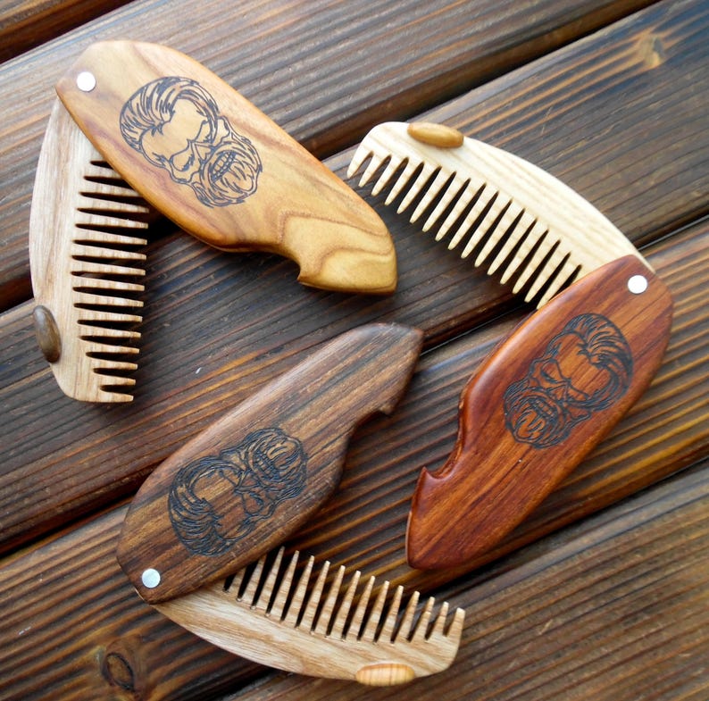 Wood beard comb Wood comb Beard Mustache hair comb Boyfriend Etsy