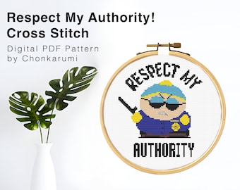 Fat spoilt boy Respect My Authority! Cross Stitch Pattern Digital PDF | TV Cartoon Meme Funny