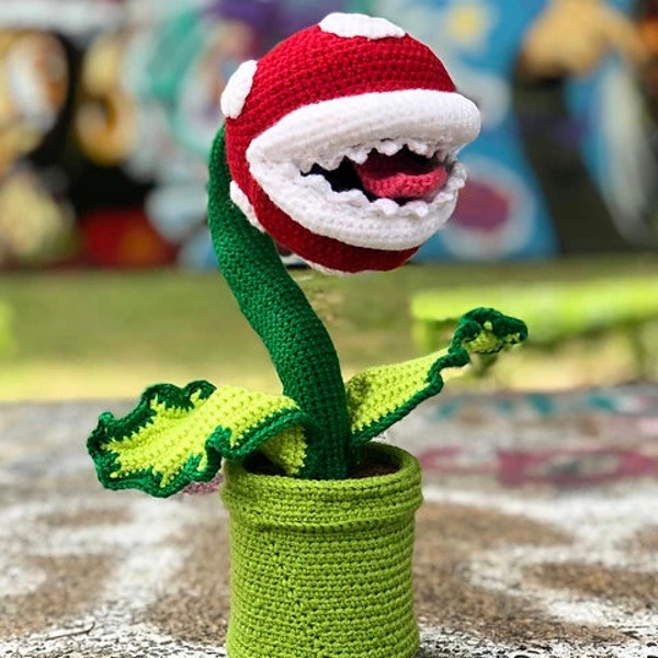 Modèle au crochet de poupée monstre plante effrayante, jeu vidéo Amigurumi, fichier PDF de tutoriel par Chonkarumi