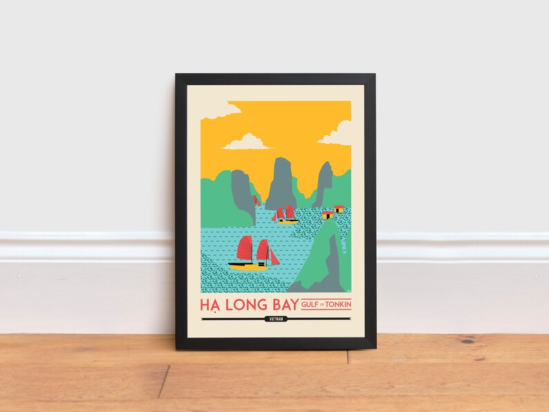 Ha Long Bay print Halong Bay poster Vietnam art print Travel Poster image 2