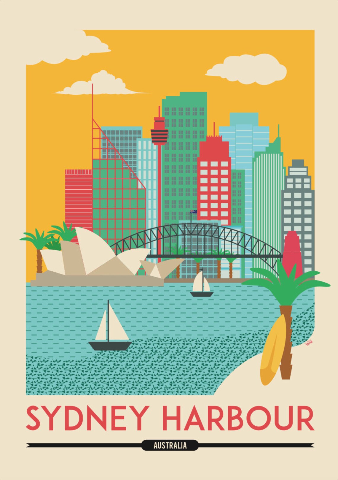 Sydney Print Sydney Skyline Sydney Wall Art Print Etsy