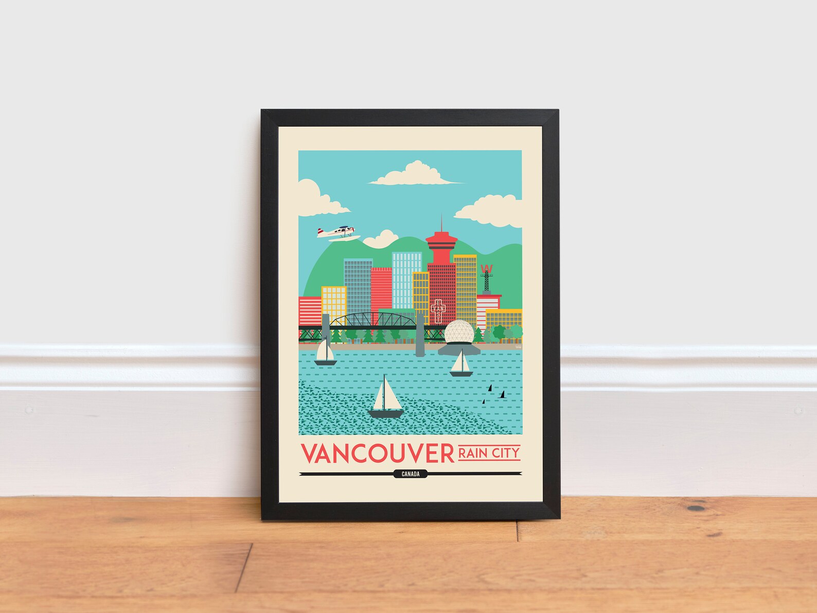 Vancouver Print Vancouver City Poster Vancouver Skyline Etsy