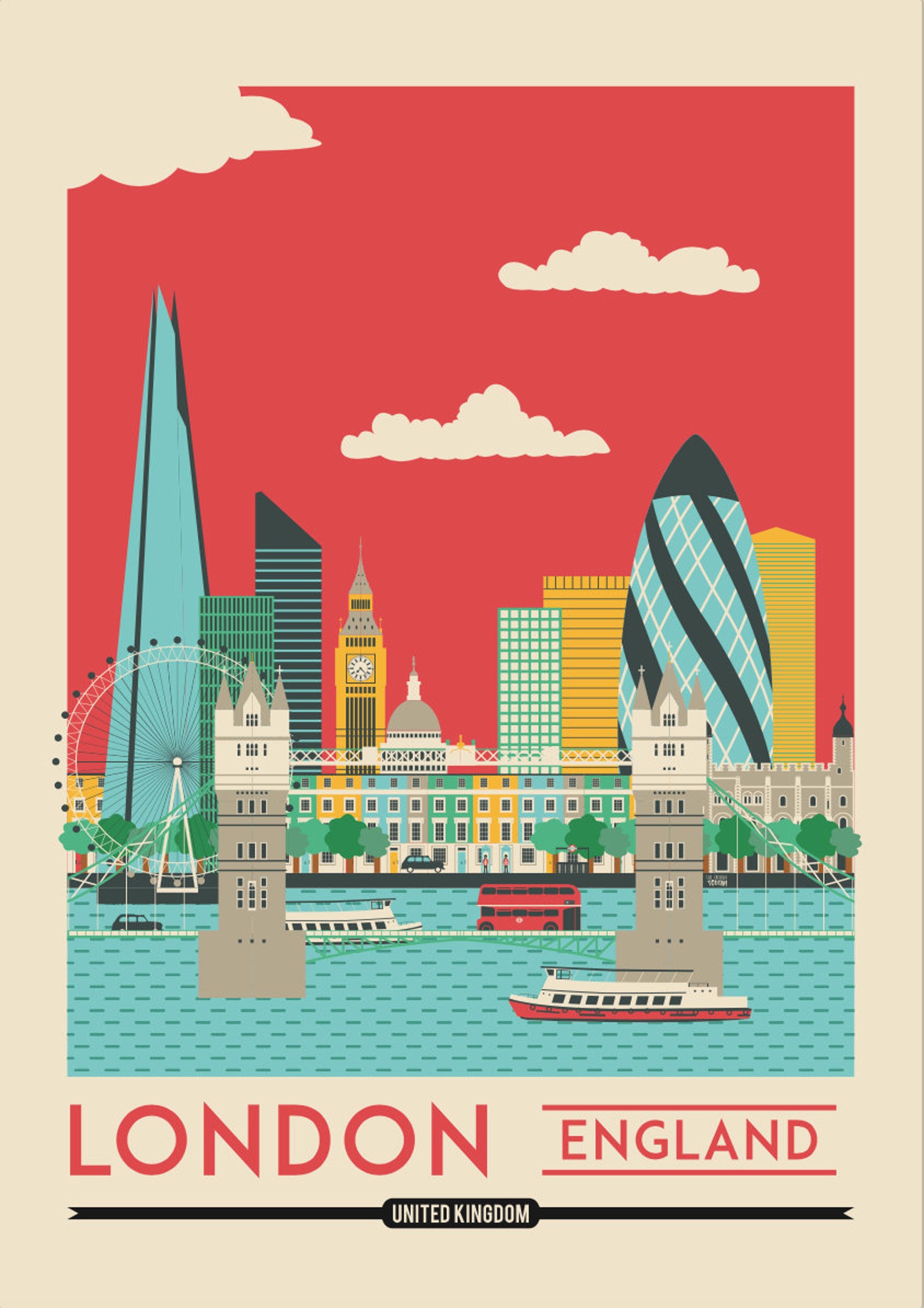 London Print London Poster London Wall Art Print England Etsy UK