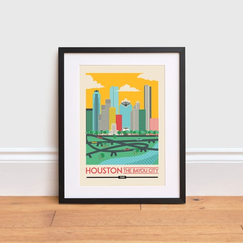 Houston Print Texas Art USA Poster Travel Poster Etsy