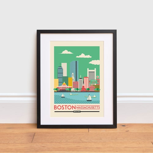Boston Print USA Poster Travel Poster Etsy