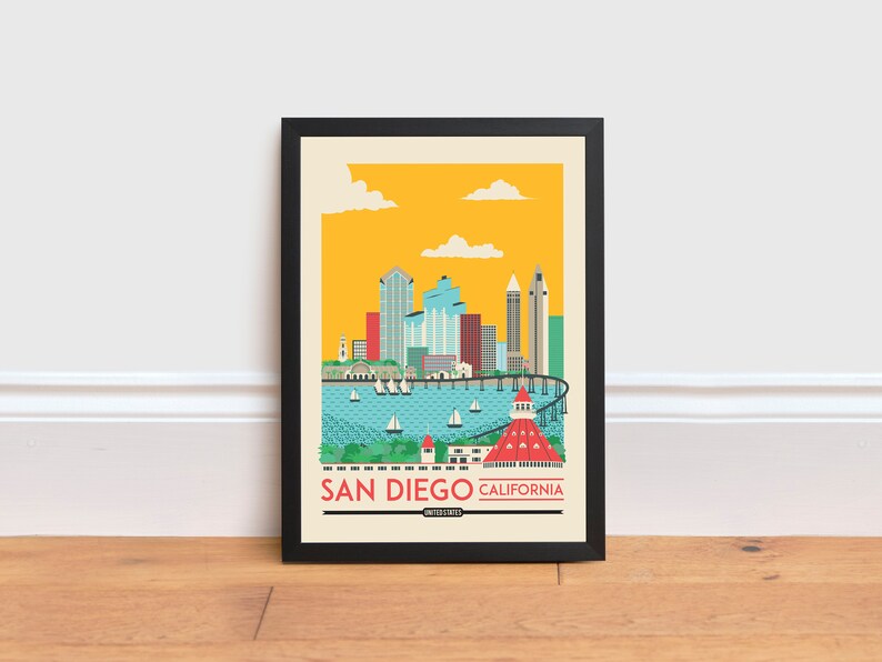 San Diego Print San Diego Poster California Print USA Etsy