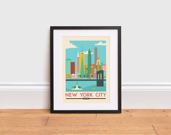 New York City Poster: Illustrated Travel Print