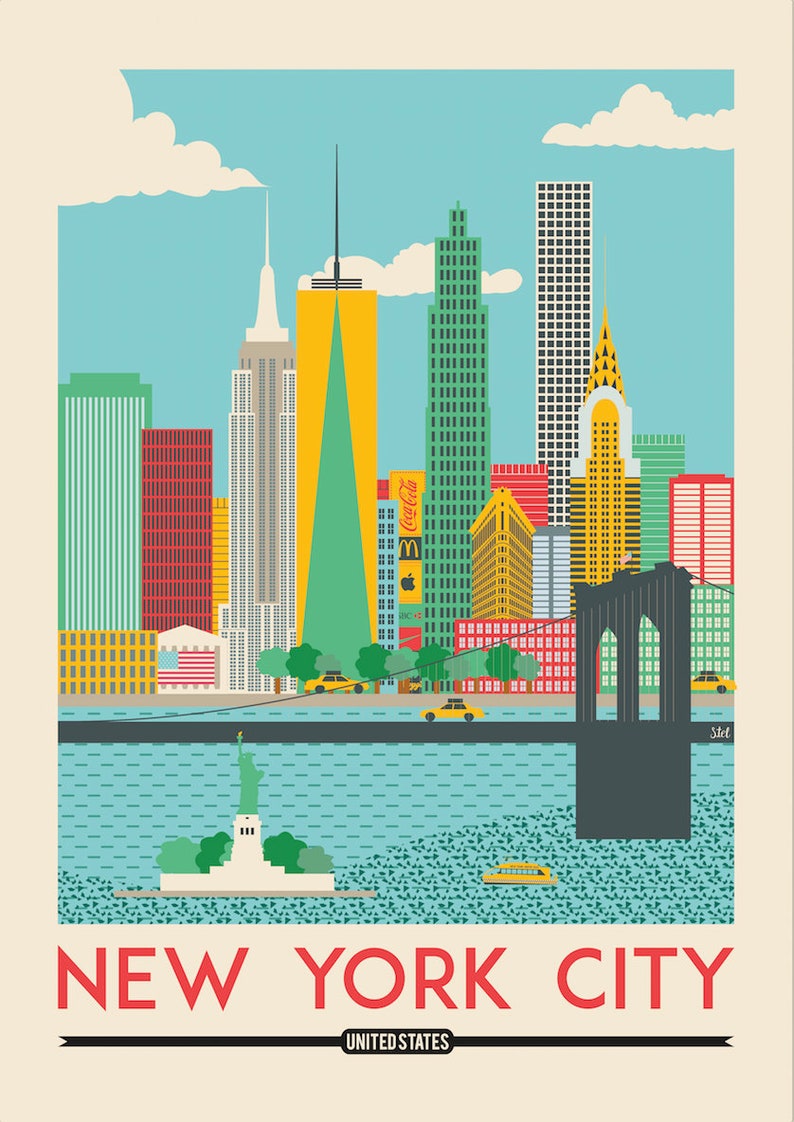 New York Print New York City Poster USA Poster Travel Etsy UK