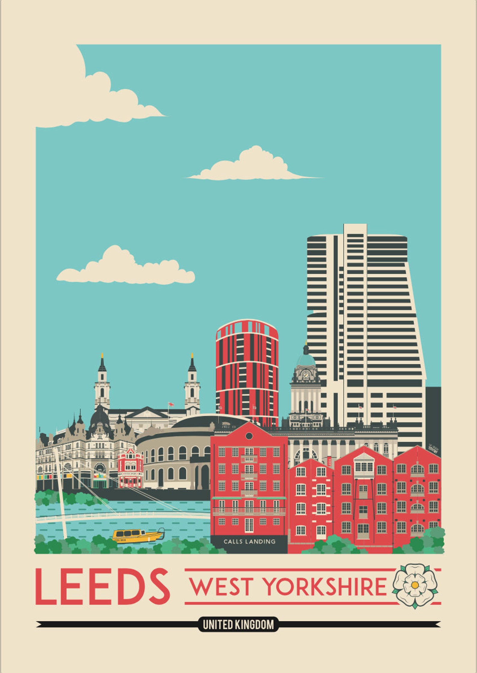 Leeds Print Leeds Poster Leeds Wall Art Print England Etsy