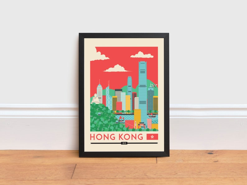Hong Kong Print Hong Kong Poster Hong Kong Wall Art Print Etsy