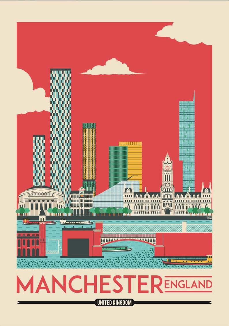 Manchester Print Manchester poster England Print United Etsy