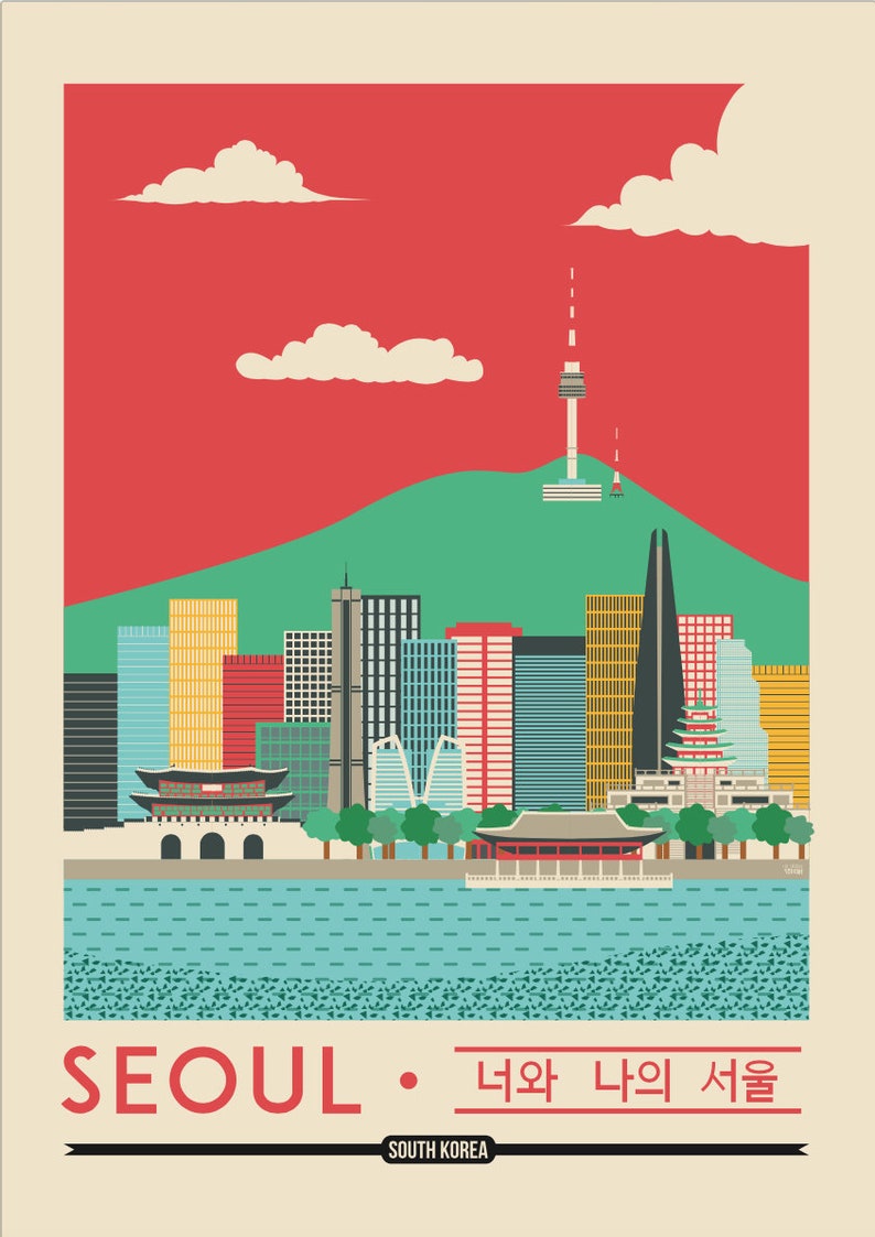 Seoul Print South Korea Poster Travel Poster Etsy