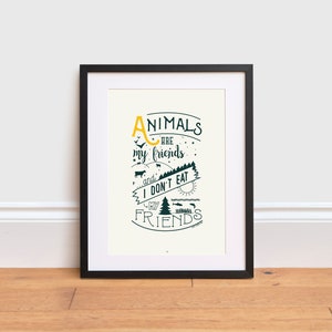Vegan Poster - Vegan Art - Vegan gift - Vegan Home Decor - Go vegan | Animal Rights Activist Print